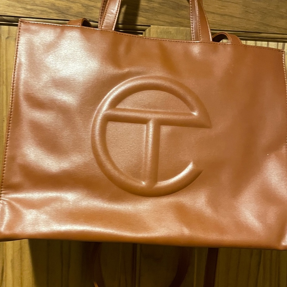 talfar Tan Tote large Bag with Embossed Logo dust bag included